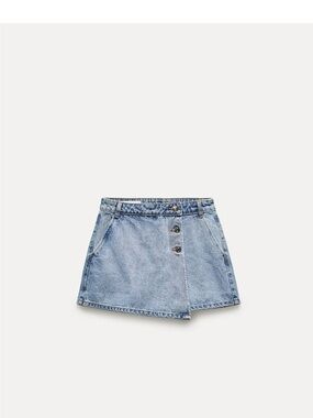 Zara Light Blue Denim Wrap Jean Shorts